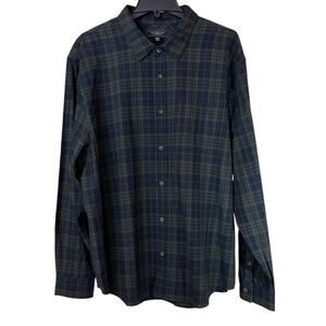 Liverpool Los Angeles Shirt Mens XXL Olive Navy Tartan Woven Button Up MSRP $98